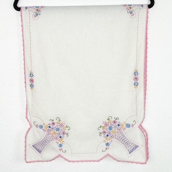 Vintage Handmade Cottagecore Embroidered Table Runner - Picture 3 of 7